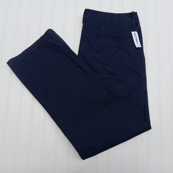 OLD NAVY Khaki Pants 36 x 33 Navy Blue Flat Front Broken In Loose 34 x 32 NEW - Picture 1 of 10
